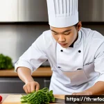 양식조리 자격증 시험 일정 2025 - A professional Thai culinary student in a modern kitchen classroom, wearing a clean white chef’s uni...