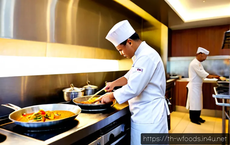 Home 17 양식조리사와 푸드 디자이너의 직업적 차이 - Photorealistic career comparison scene in a contemporary Bangkok hotel kitchen: a Western cuisine ch...